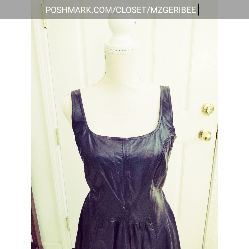 Black Pleather Skater Dress